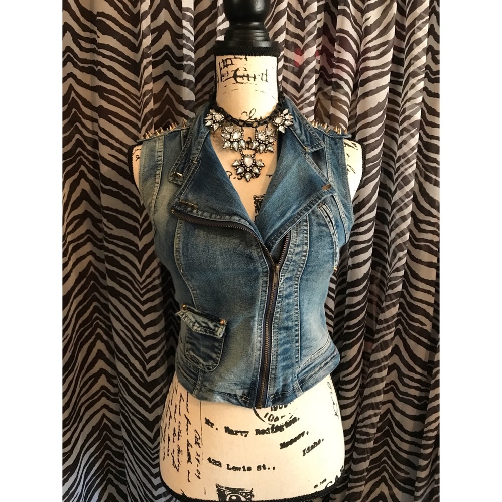 Denim vest with spikes